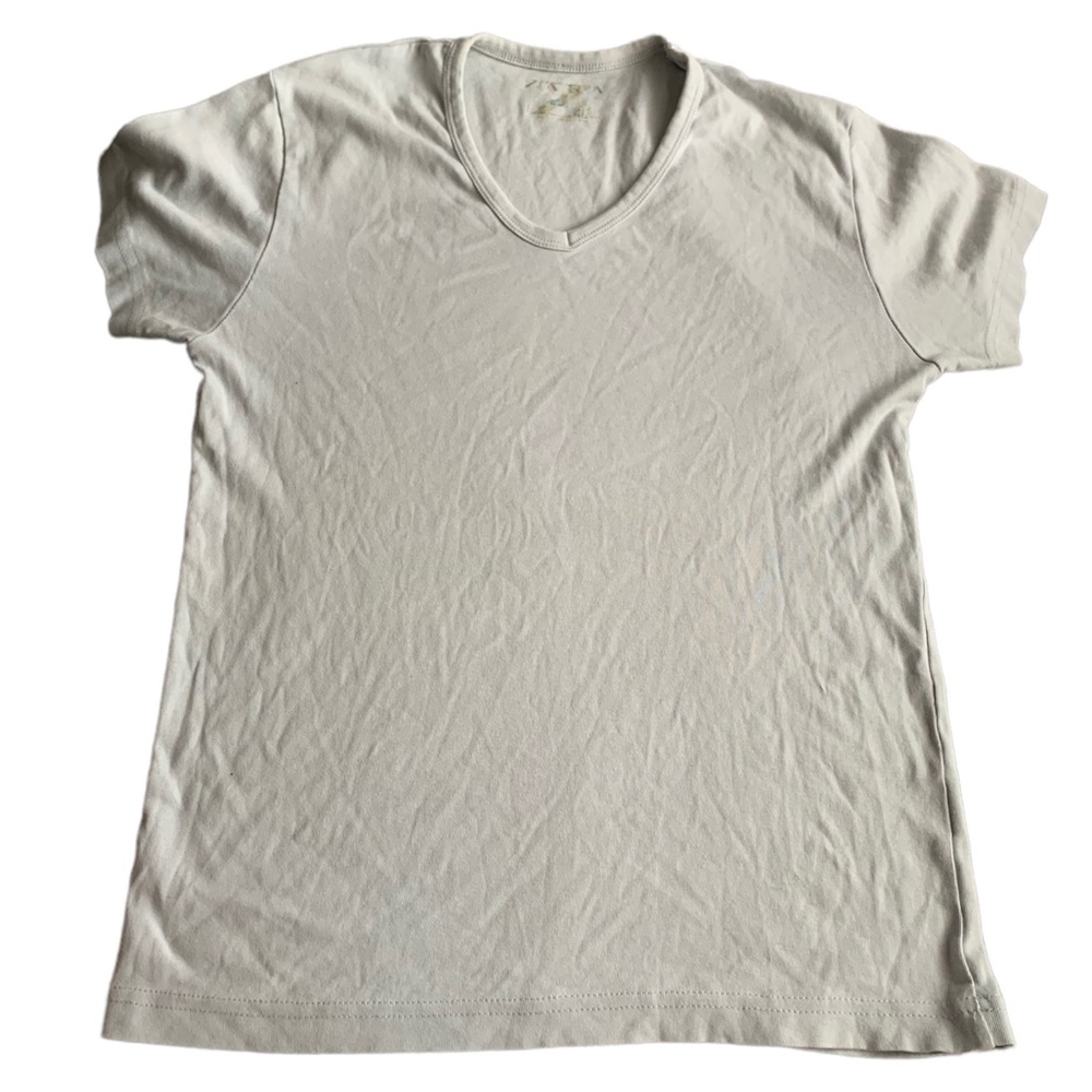 Mens Zara Greyish Blue V neck Slim Fit T-Shirt